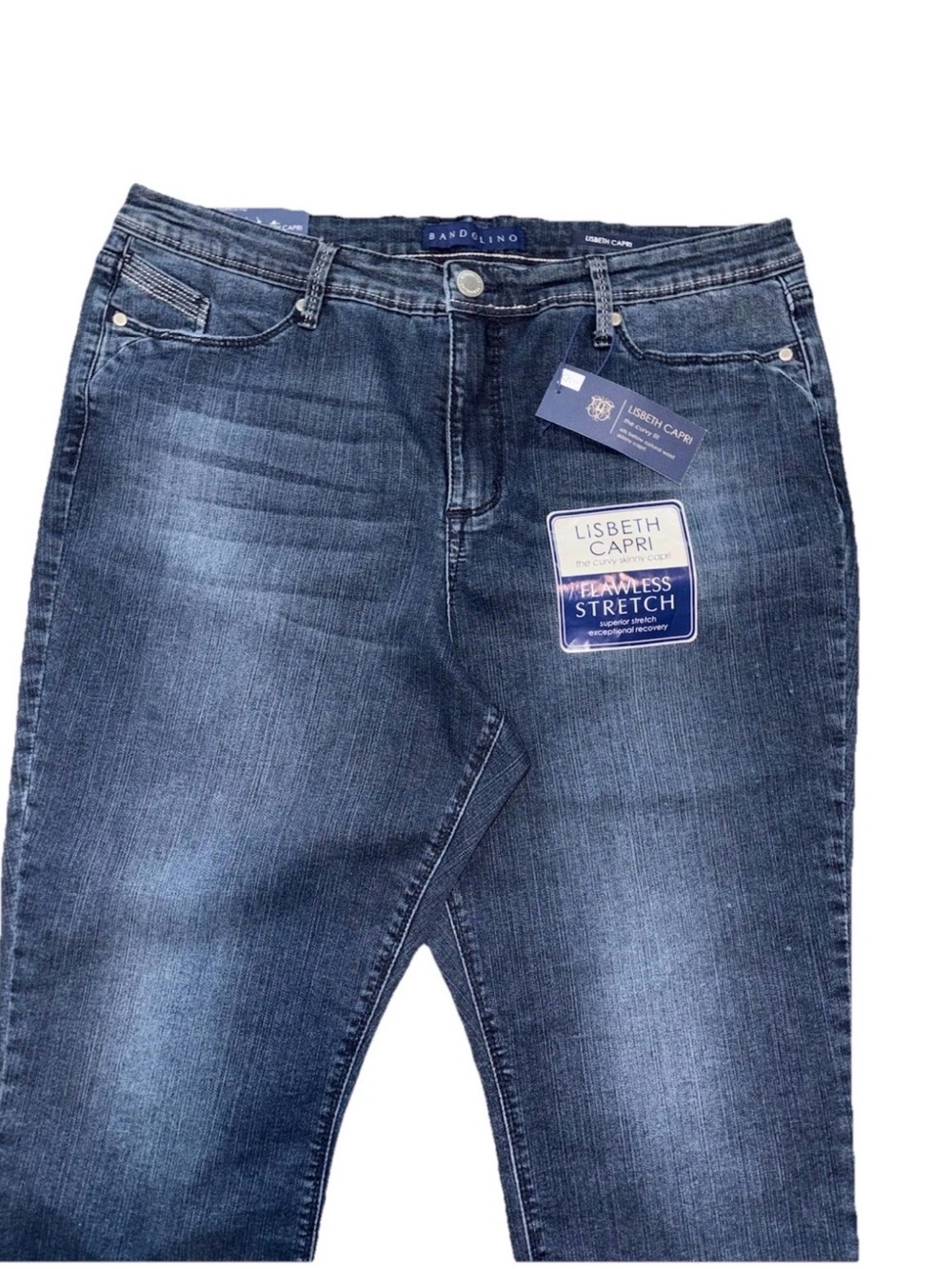 Bandolino Curvy Skinny Cropped Pants Blue Lisbeth Capri Flawless Stretch SZ 16 - Picture 2 of 8